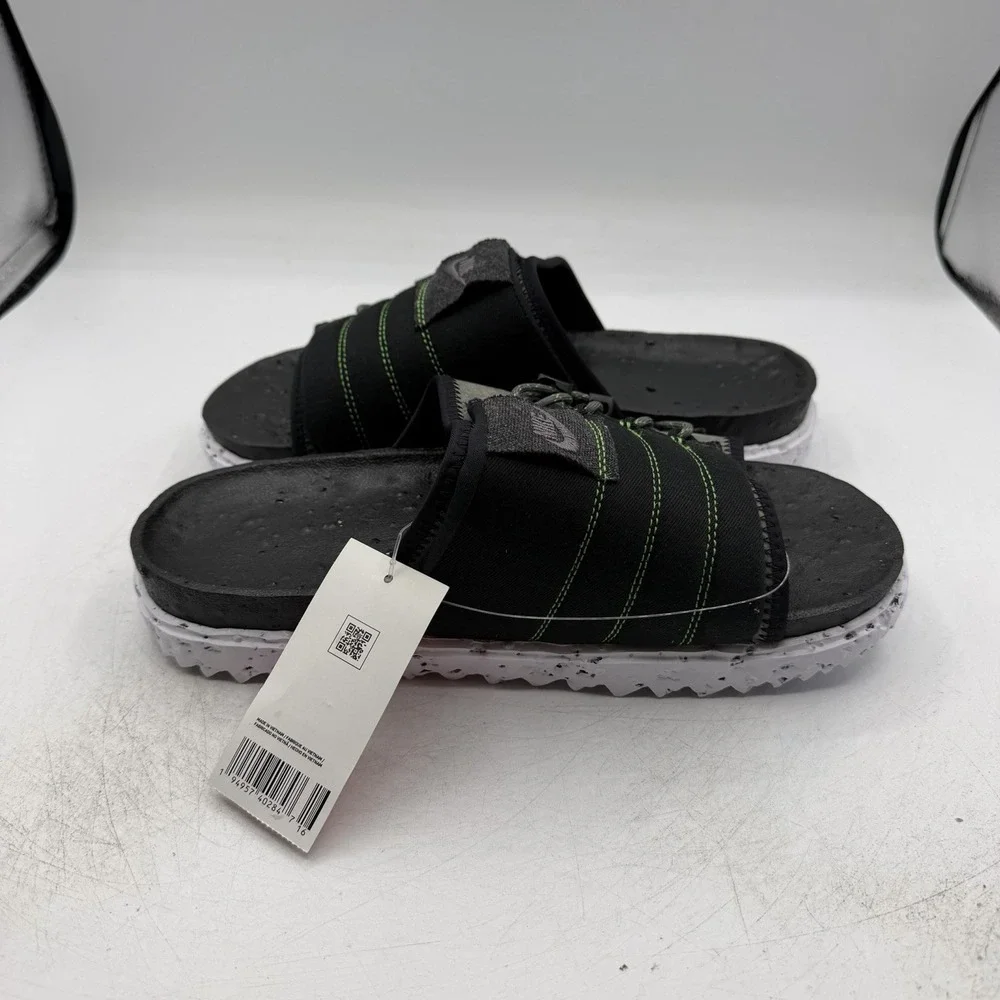 Nike Asuna Crater Slide Sandals Mens Sz 8 Black Grey White Slip On DJ4629-002